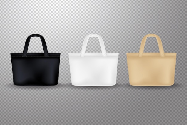 Free vector realistic fabric bag collection