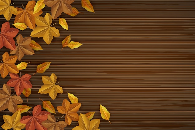 Free vector realistic fall wood background