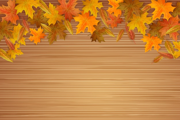 Free vector realistic fall wood background