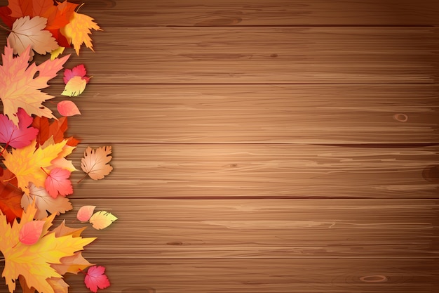 Free vector realistic fall wood background