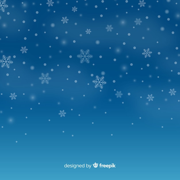 Realistic falling snowflakes in sky background 