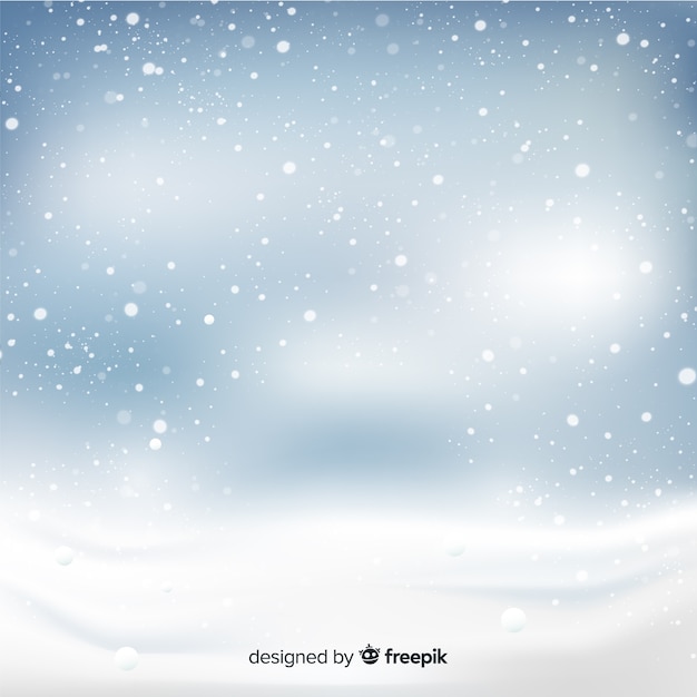 Free vector realistic falling snowflakes in sky background