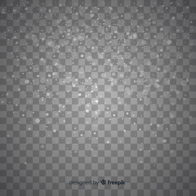 Realistic falling snowflakes in transparent background 