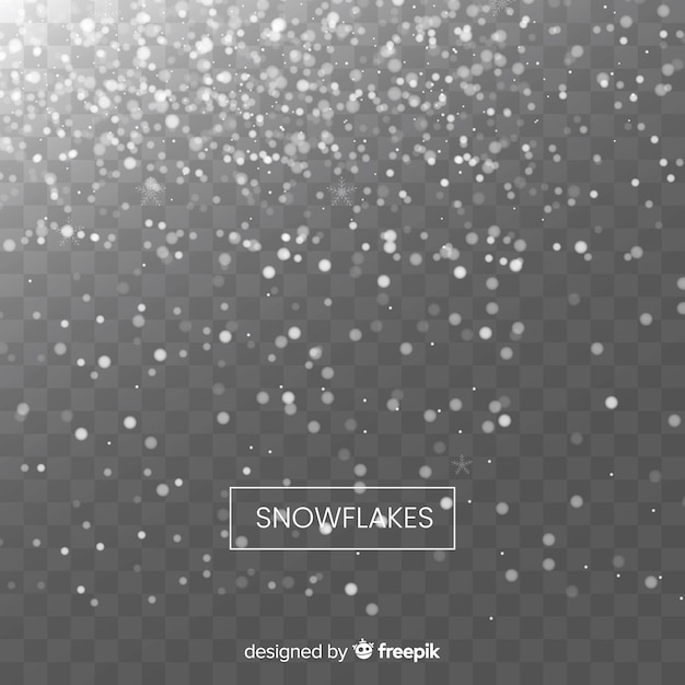 Free vector realistic falling snowflakes in transparent background