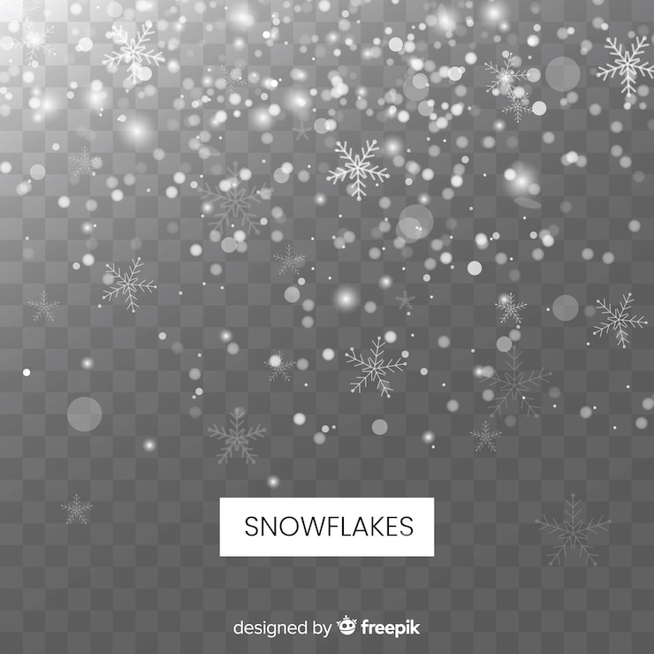 Free Vector realistic falling snowflakes in transparent background 