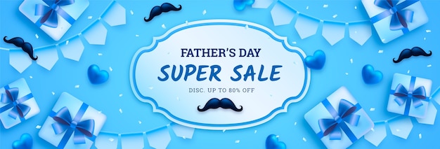 Realistic father's day sale banner