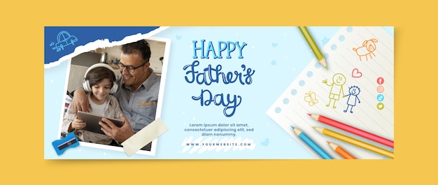 Free vector realistic father's day social media cover template