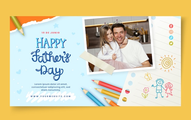 Free vector realistic father's day social media post template