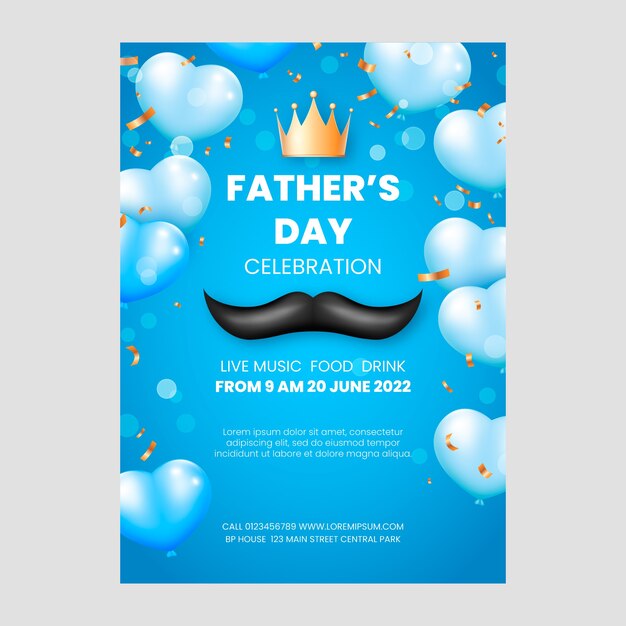 Realistic father's day vertical flyer template