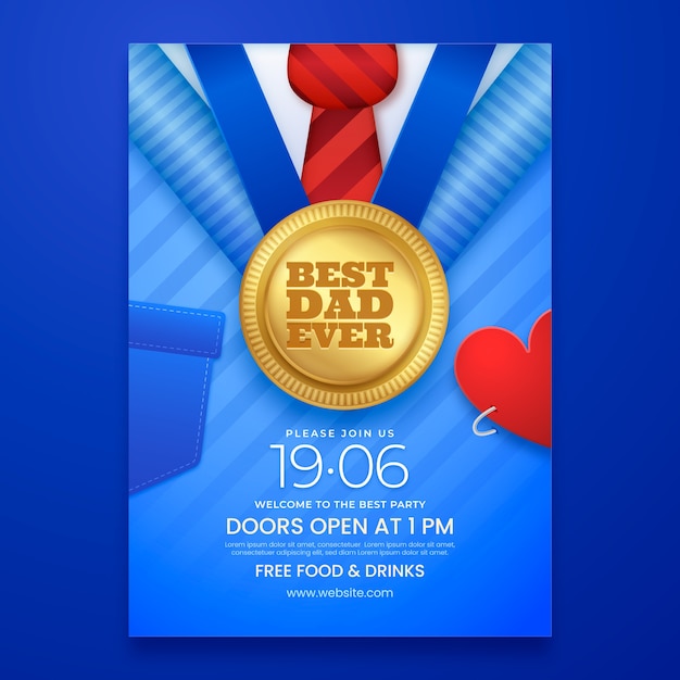 Realistic father's day vertical flyer template