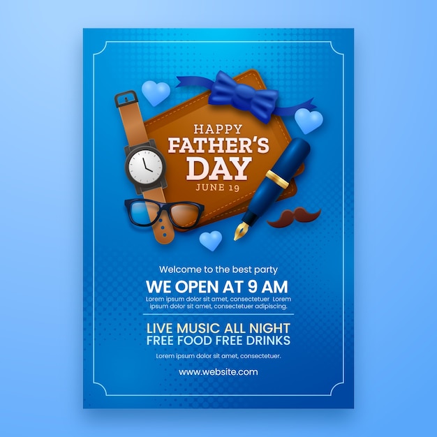 Free vector realistic father's day vertical flyer template