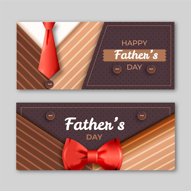 Realistic fathers day banners template