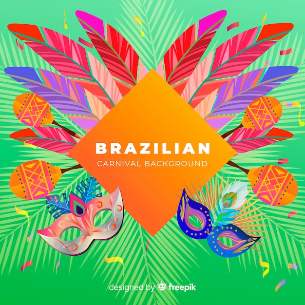 Realistic feathers brazilian carnival background