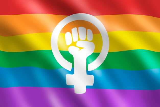 Realistic feminist lgbt flag illustration