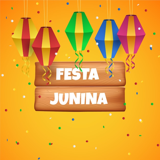 Vettore gratuito realistica festa junina e aquiloni