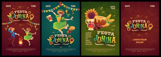 Realistic festa junina poster template collection