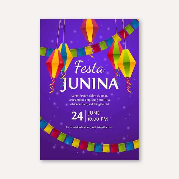 Реалистичный шаблон постера festa junina