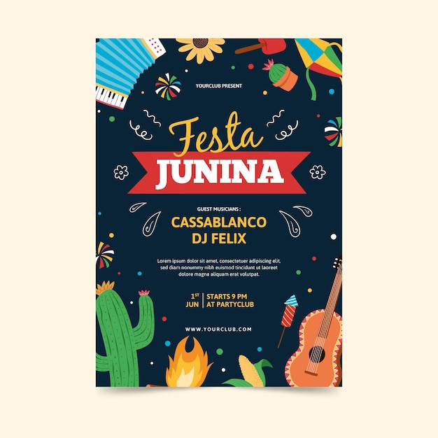 Realistic festa junina poster template