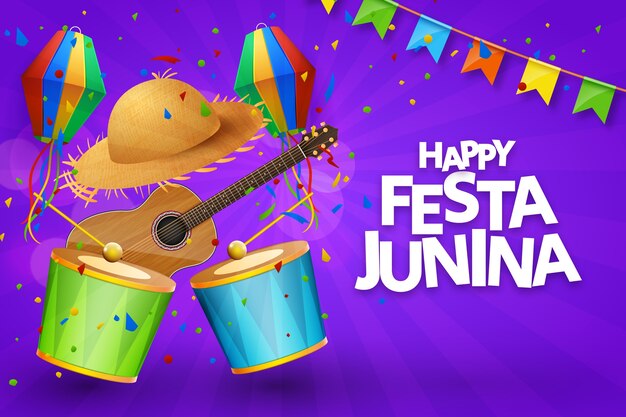 Free vector realistic festas juninas background