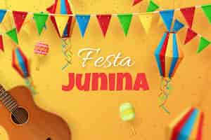 Vettore gratuito lo sfondo realistico di festas juninas