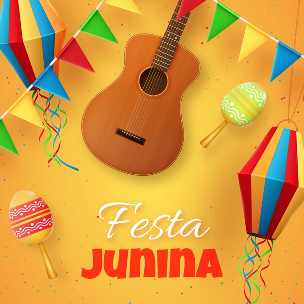 Realistic festas juninas illustration