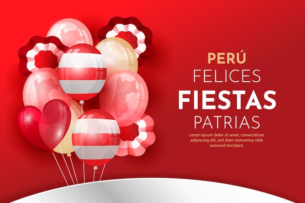 Realistic fiestas patrias background with balloons