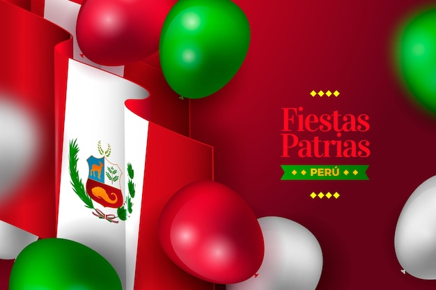 Realistic fiestas patrias background with balloons