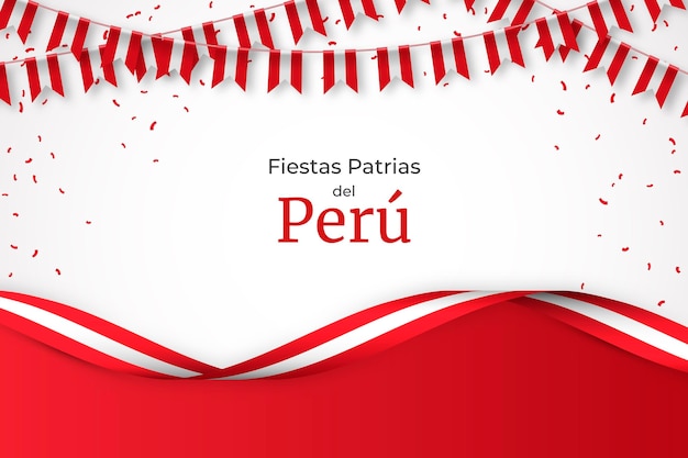 Realistic fiestas patrias de peru illustration