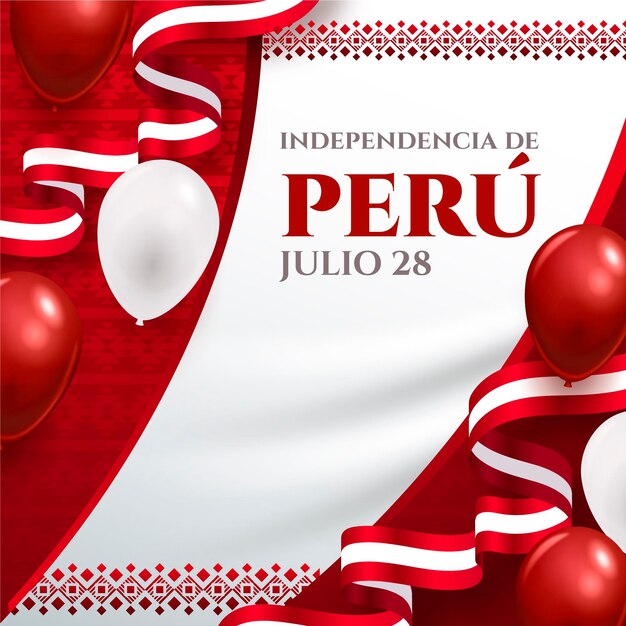 Realistic fiestas patrias de peru illustration