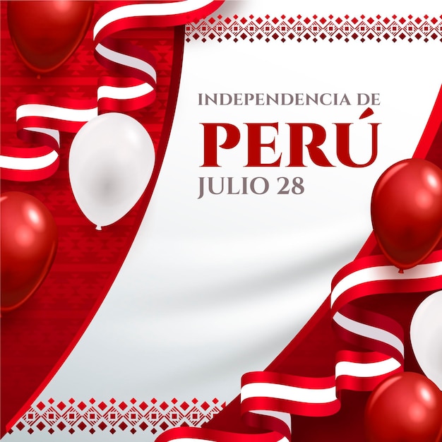 Realistic fiestas patrias de peru illustration