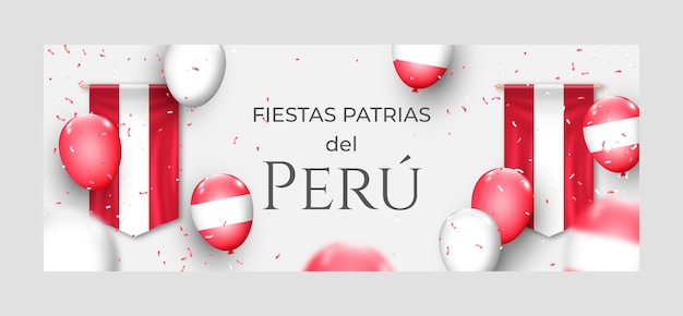 Free vector realistic fiestas patrias peru facebook cover