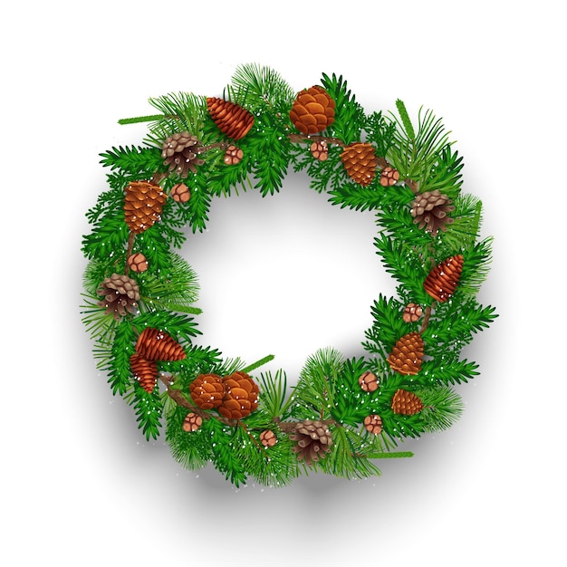 Realistic fir wreath illustration