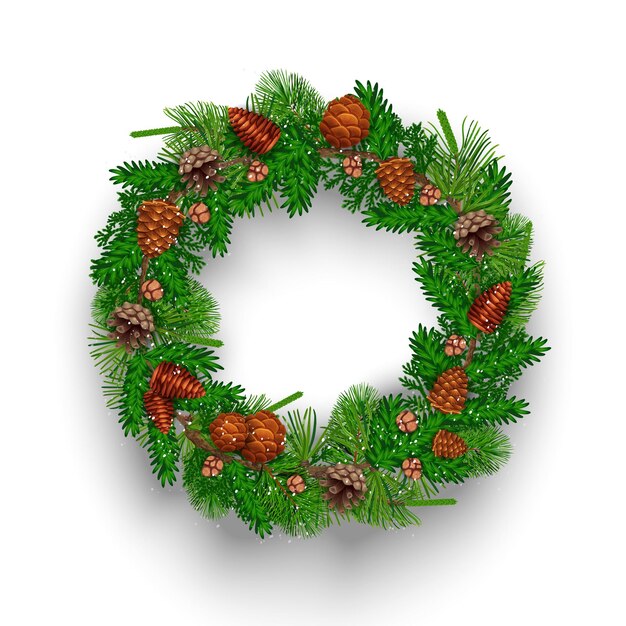 Realistic fir wreath illustration
