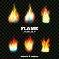 Free vector realistic fire flame collection