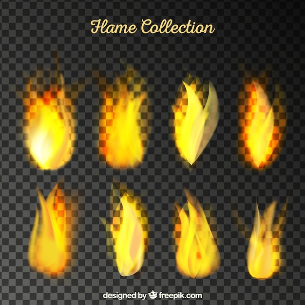 Realistic fire flame collection