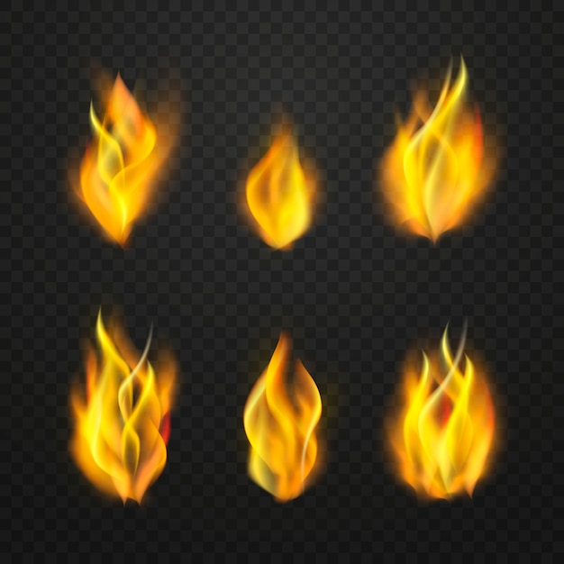 Free vector realistic fire flames