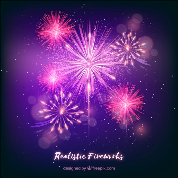 Realistic fireworks background