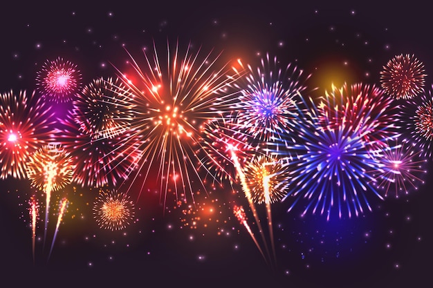 Free vector realistic fireworks border illustration