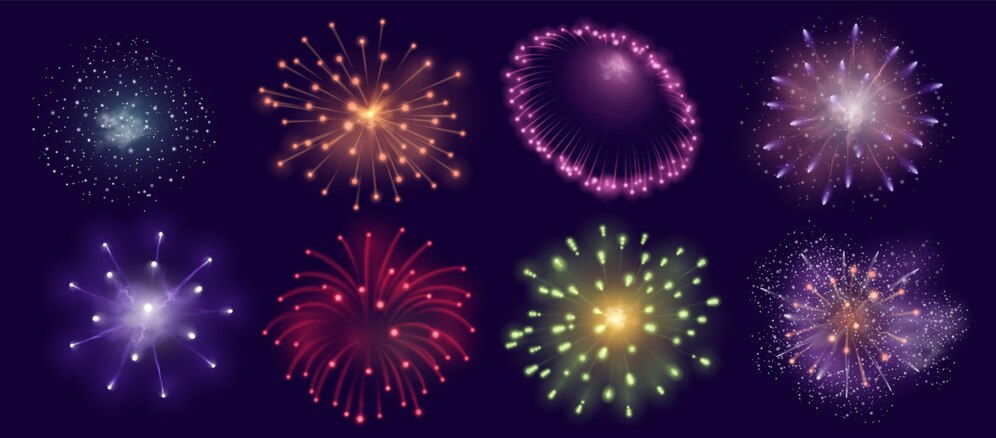  Realistic fireworks burst effect for festive celebration or party firecracker explosion for diwali 