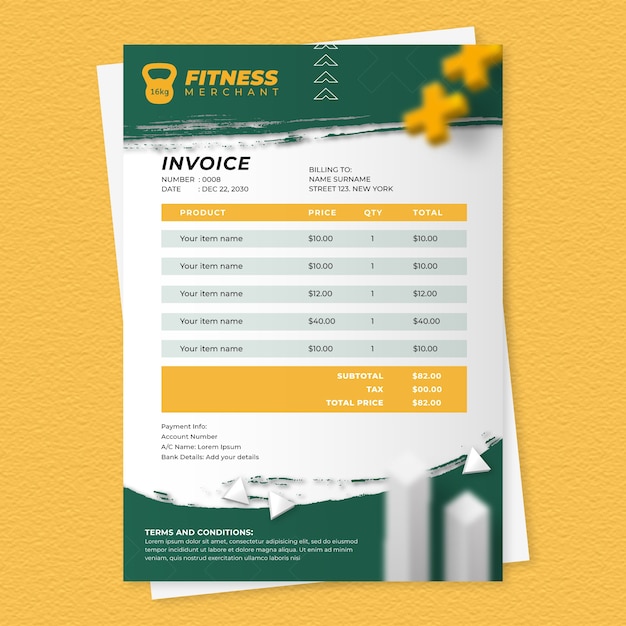 Free vector realistic fitness invoice