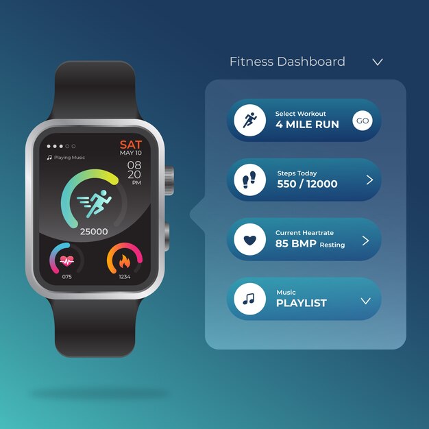 Realistic fitness trackers concept