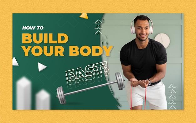 Free vector realistic fitness youtube thumbnail