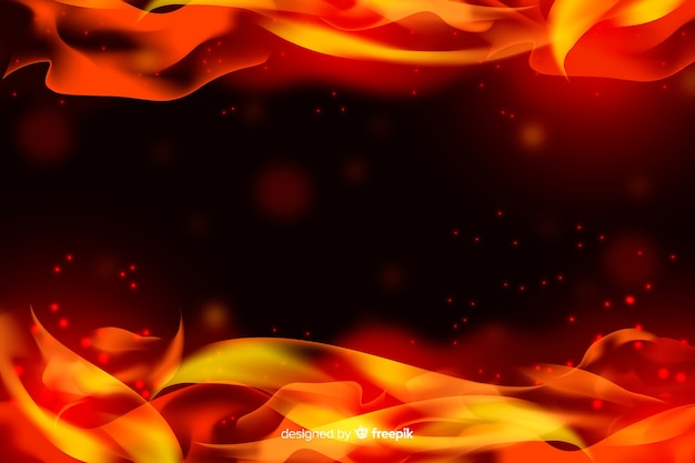 Realistic flames frame background
