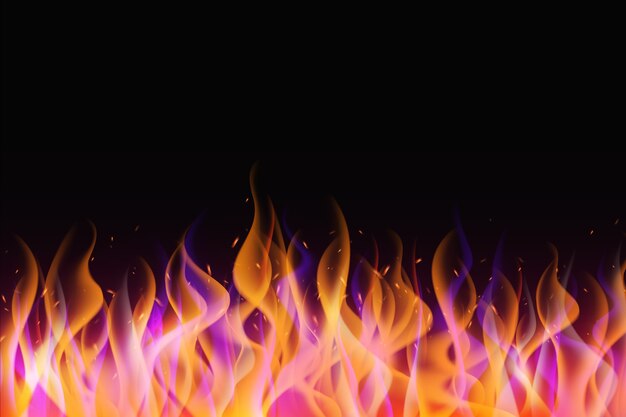 Realistic flames frame background