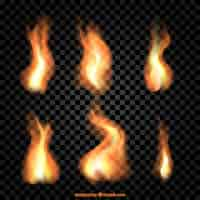 Free vector realistic flames set