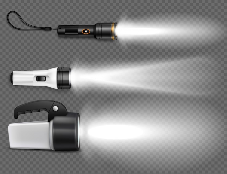 Free Vector realistic flashing flashlights icon set