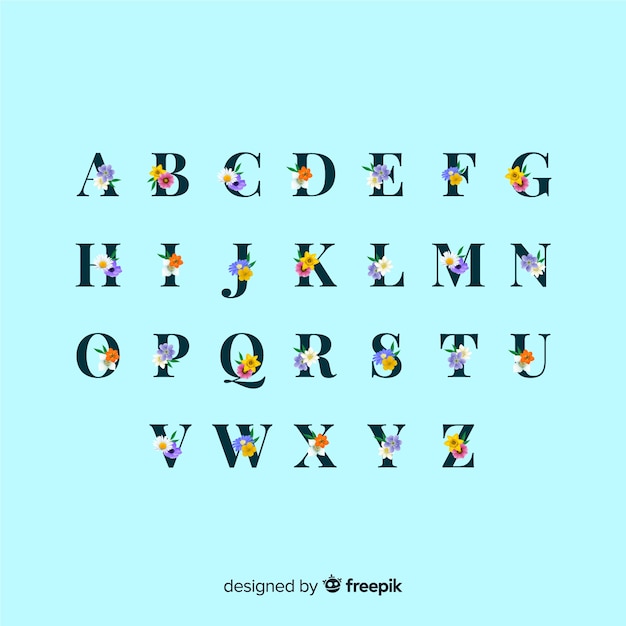 Realistic floral alphabet