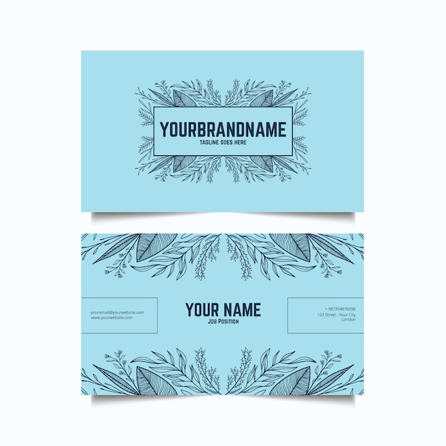 Realistic floral business card template