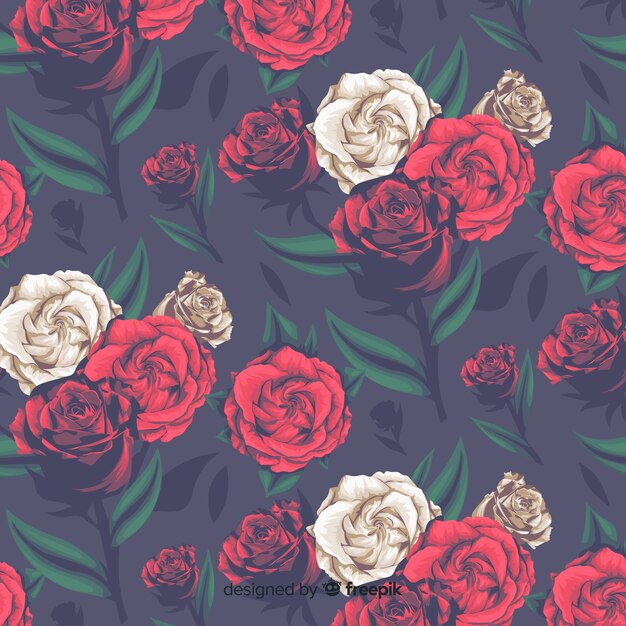 Realistic floral decorative pattern with roses