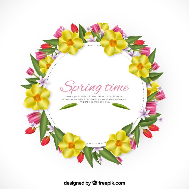 Realistic floral frame spring time